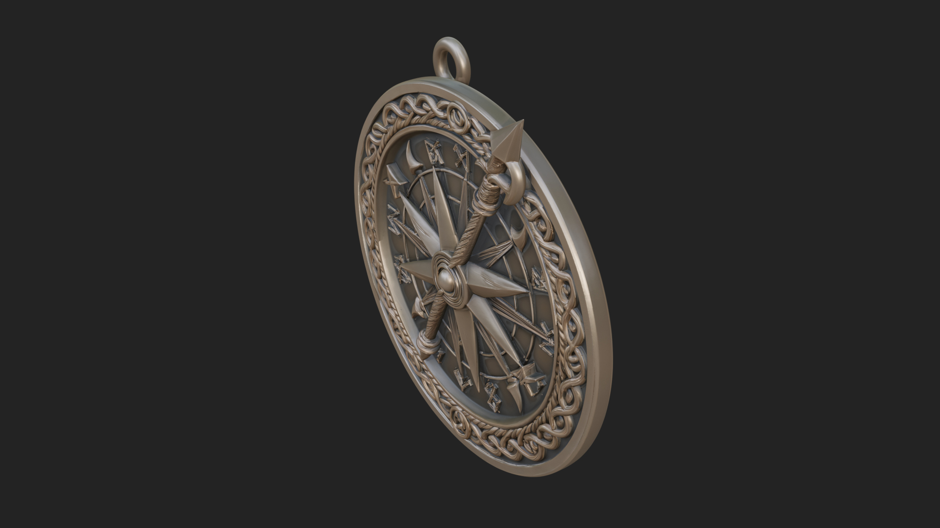 Compass Rose Medallion Pendant Design 6 3D Print Model 3D Model