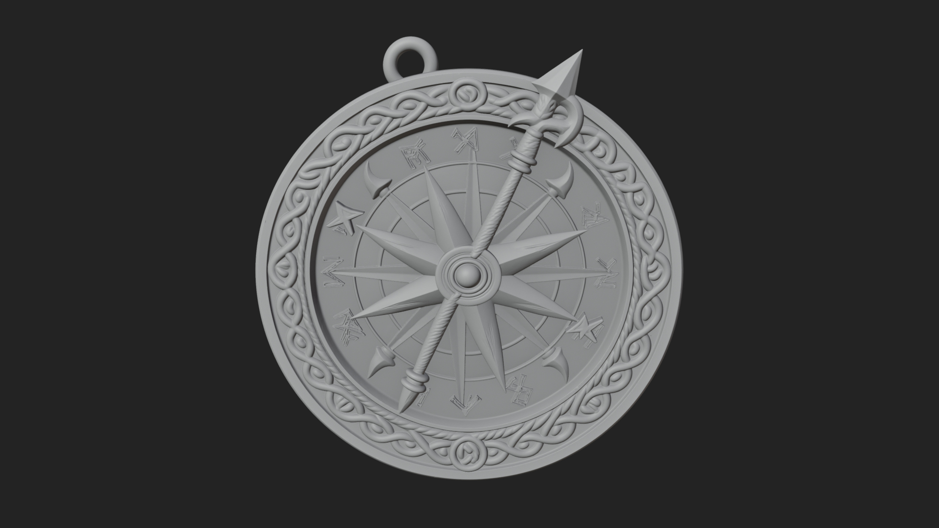 Compass Rose Medallion Pendant Design 6 3D Print Model 3D Model