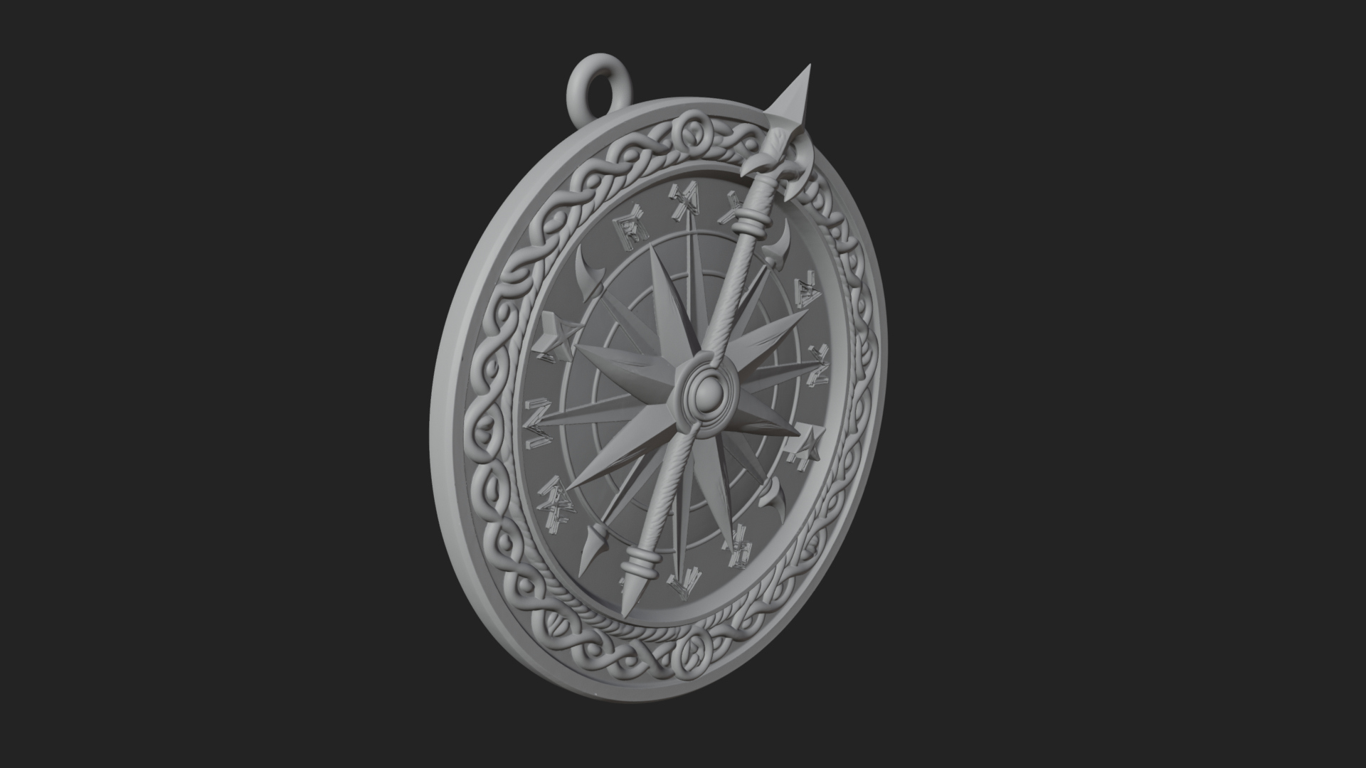 Compass Rose Medallion Pendant Design 6 3D Print Model 3D Model
