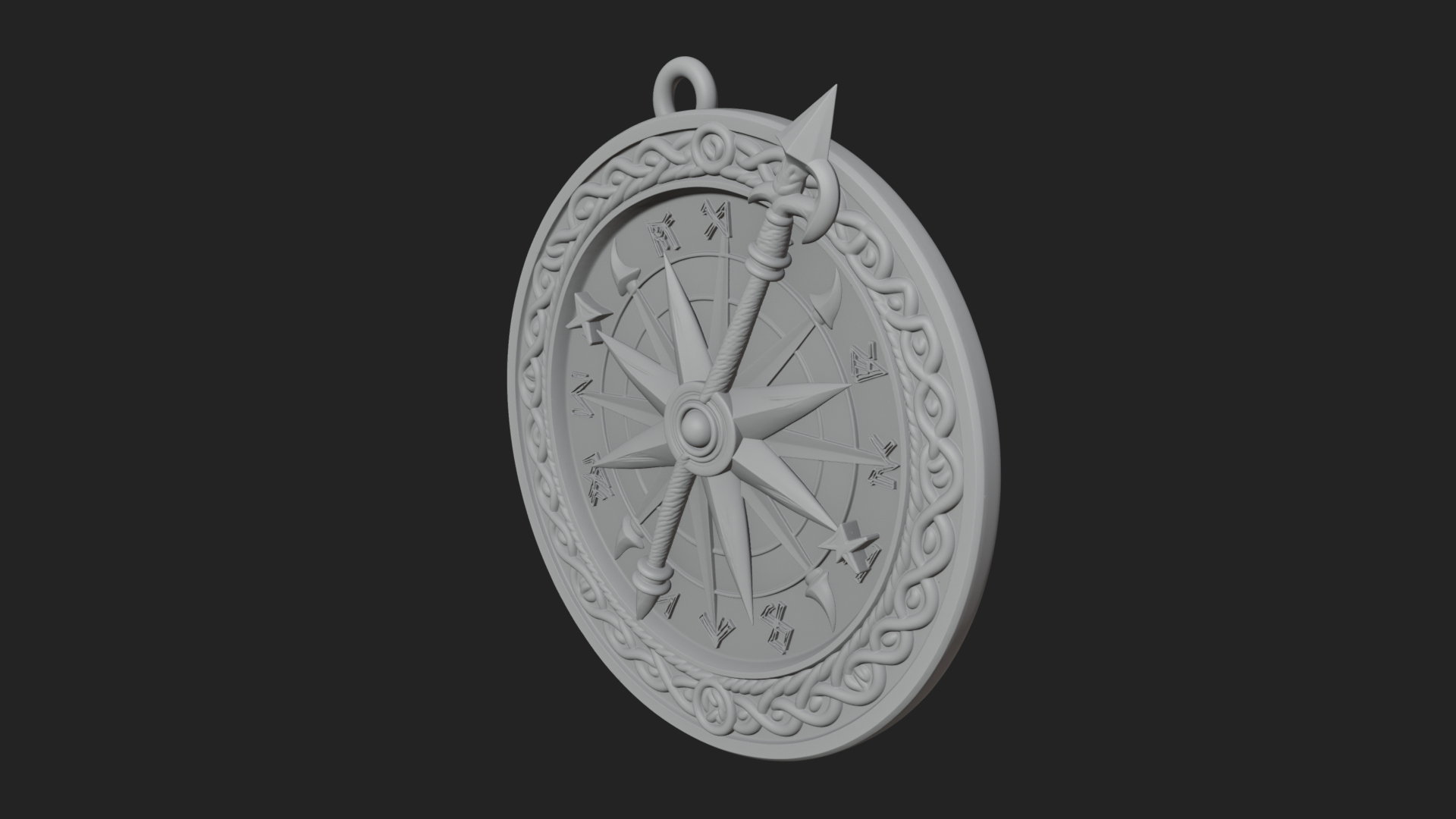Compass Rose Medallion Pendant Design 6 3D Print Model 3D Model