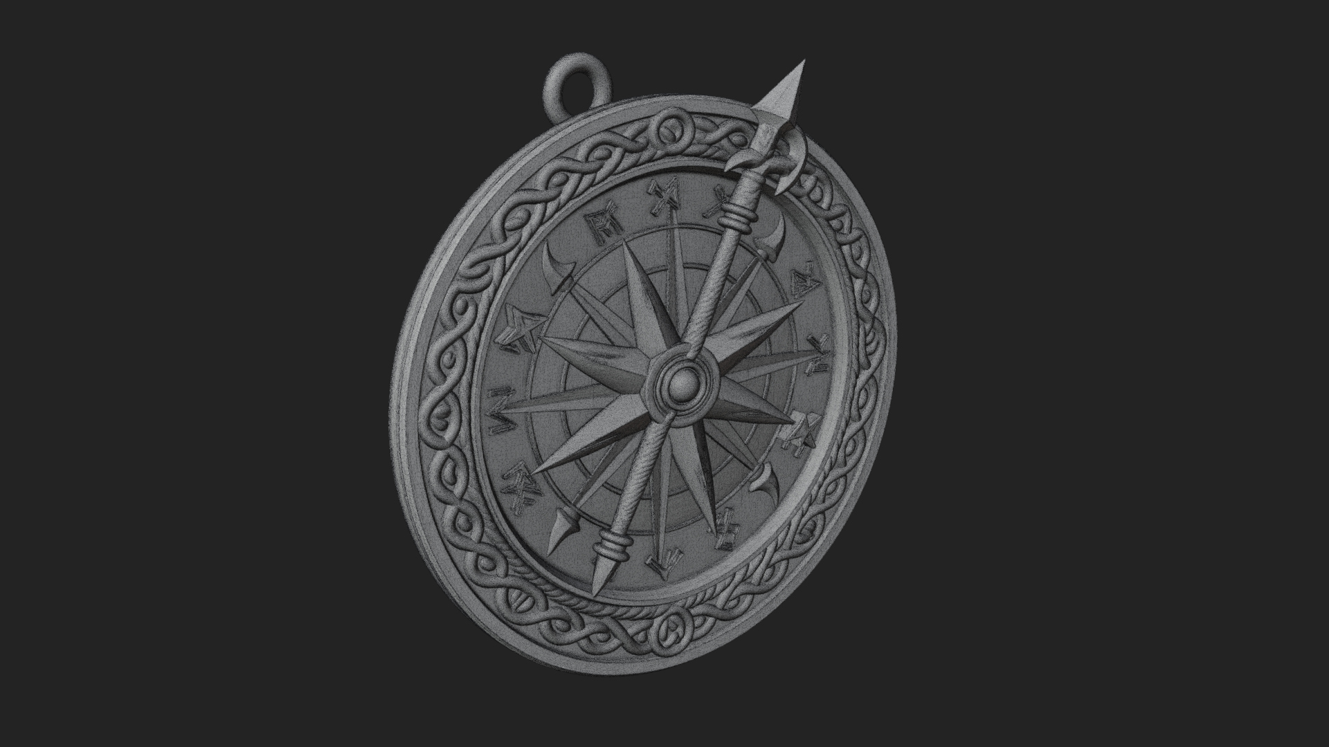 Compass Rose Medallion Pendant Design 6 3D Print Model 3D Model