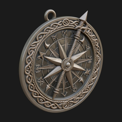 Compass Rose Medallion Pendant Design 6 3D Print Model