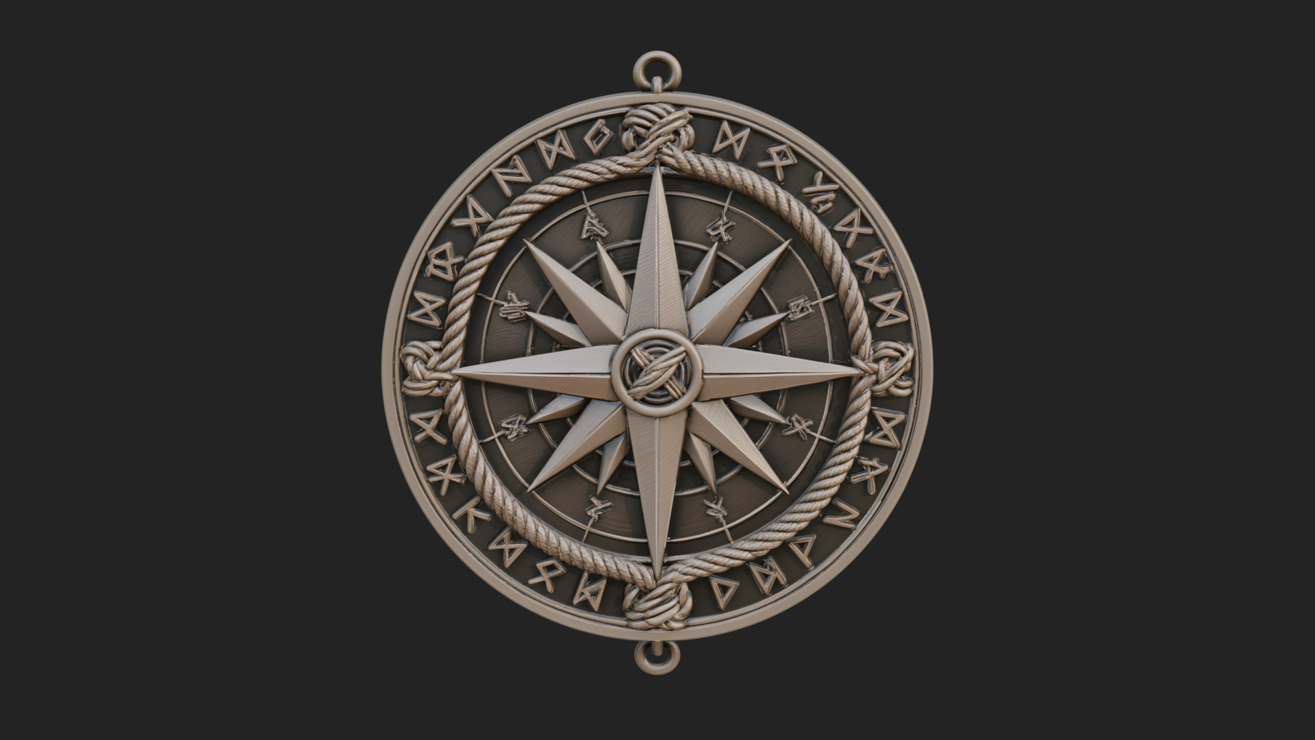 Compass Rose Medallion Pendant Design 7 3D Print Model 3D Model