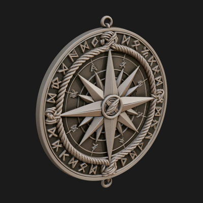 Compass Rose Medallion Pendant Design 7 3D Print Model