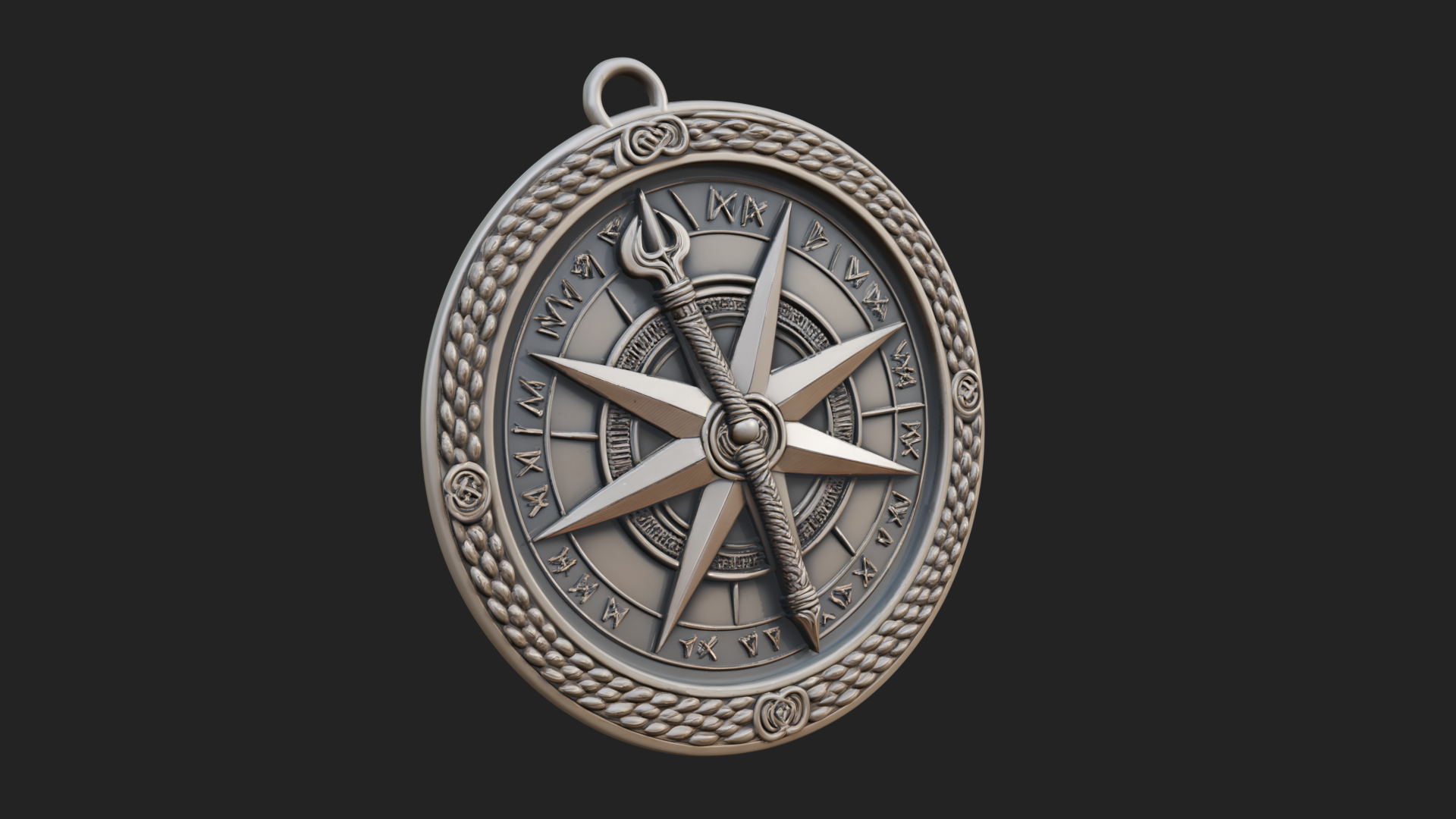 Compass Rose Medallion Pendant Design 8 3D Print Model 3D Model
