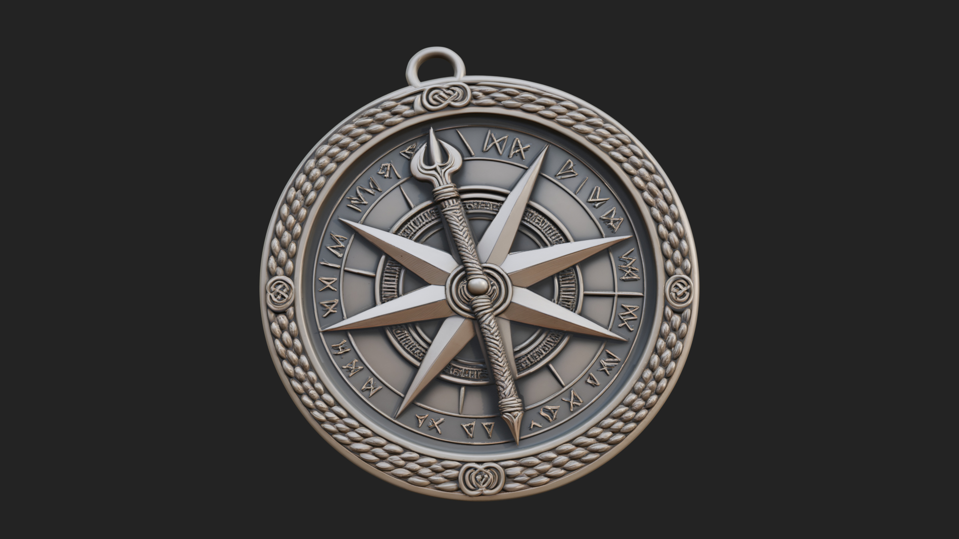 Compass Rose Medallion Pendant Design 8 3D Print Model 3D Model