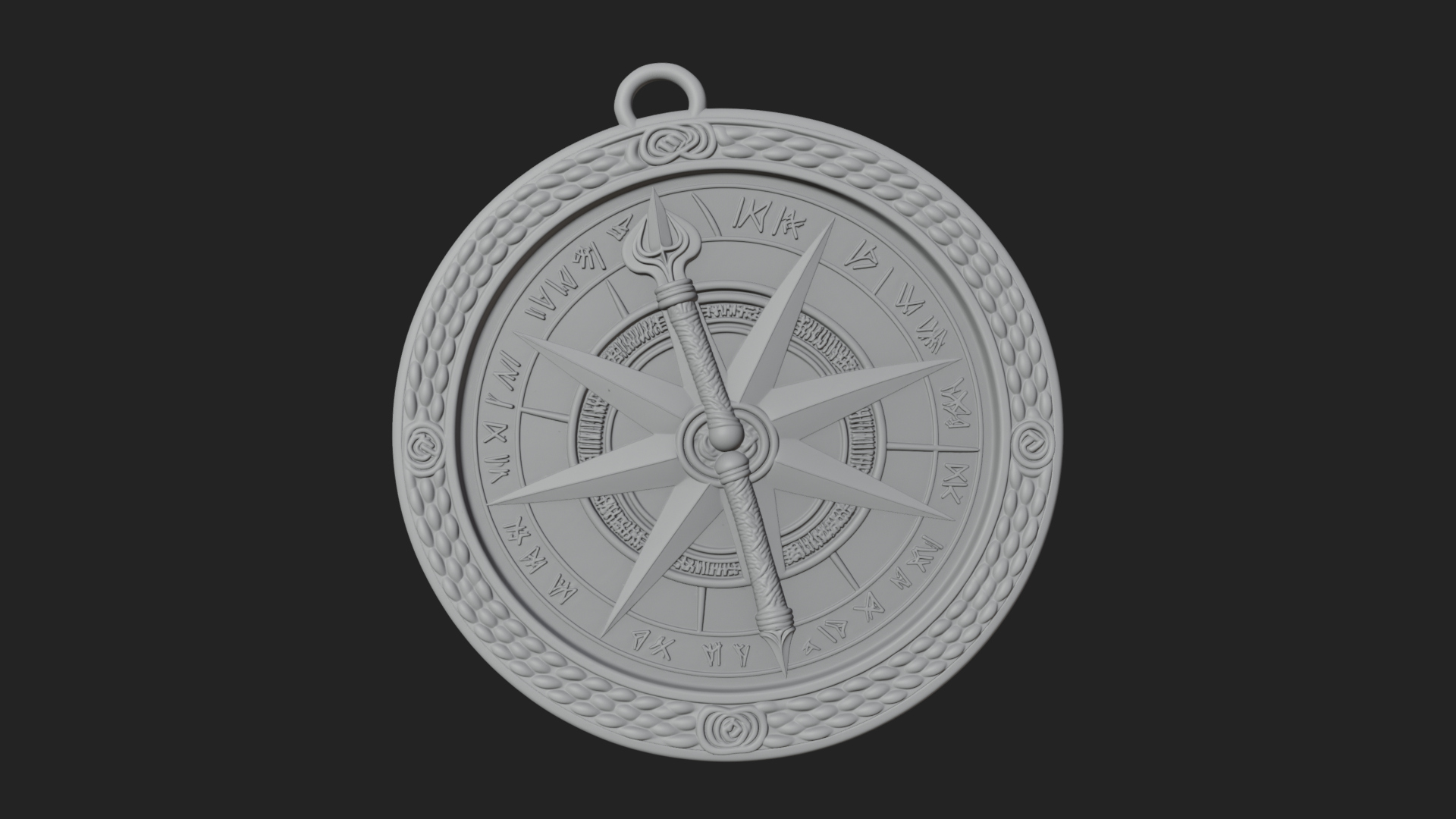 Compass Rose Medallion Pendant Design 8 3D Print Model 3D Model
