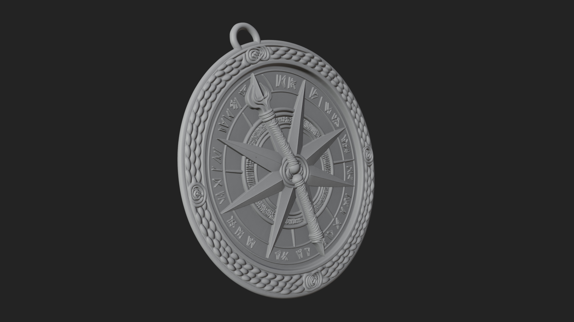 Compass Rose Medallion Pendant Design 8 3D Print Model 3D Model