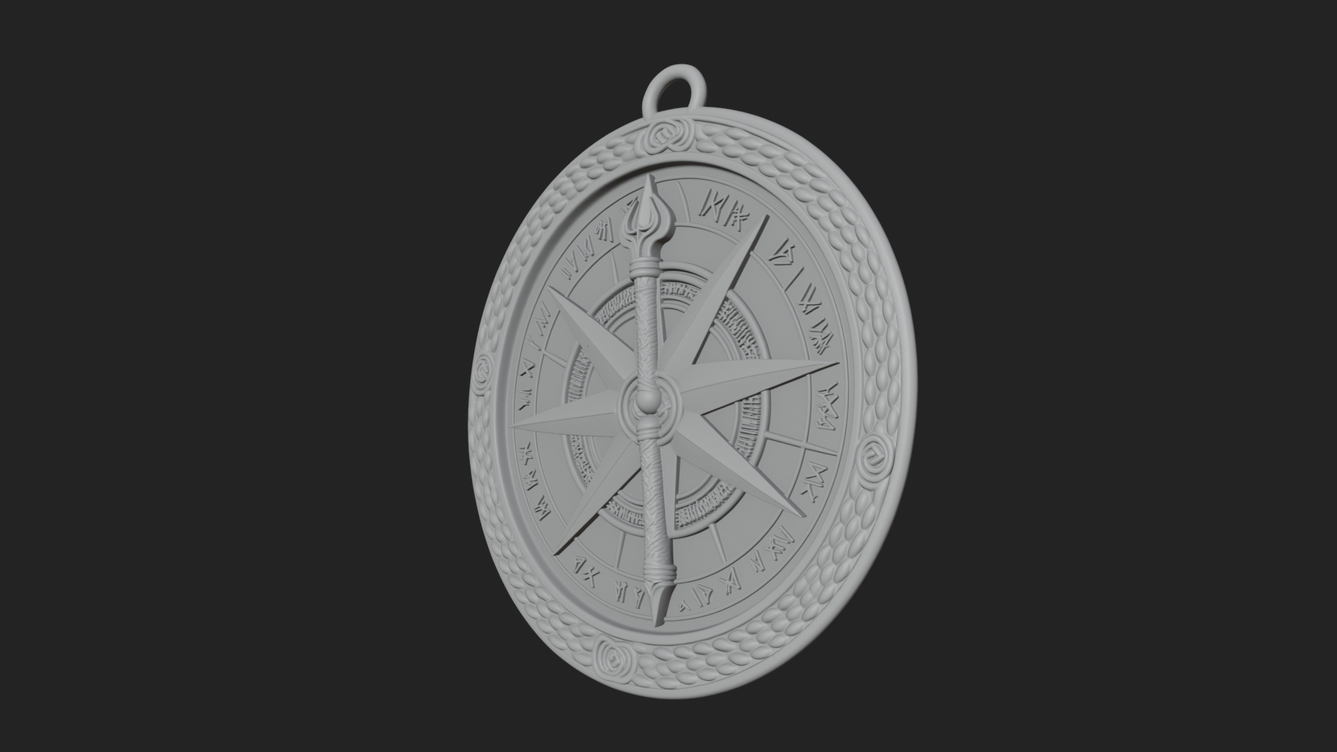 Compass Rose Medallion Pendant Design 8 3D Print Model 3D Model