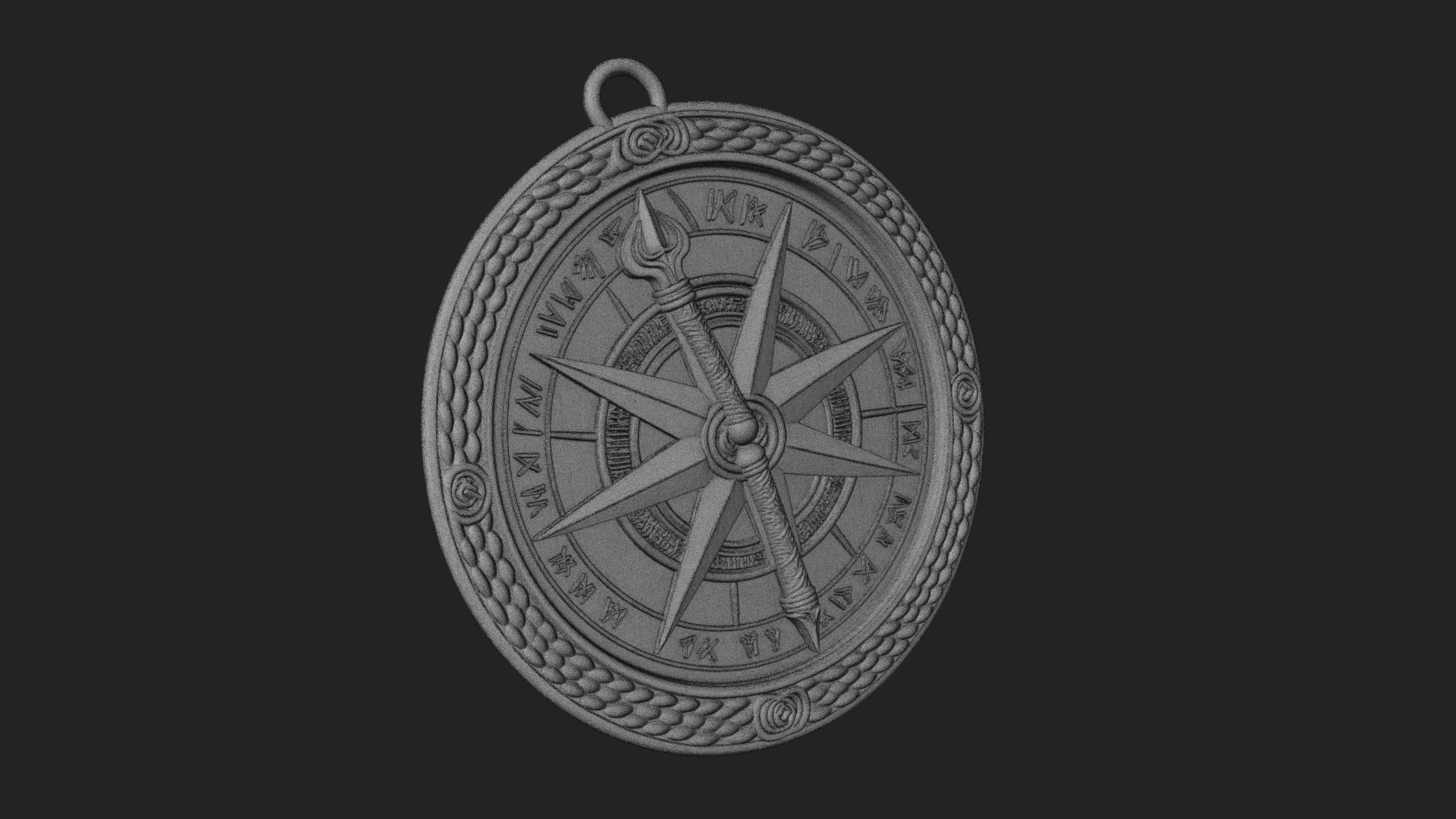 Compass Rose Medallion Pendant Design 8 3D Print Model 3D Model