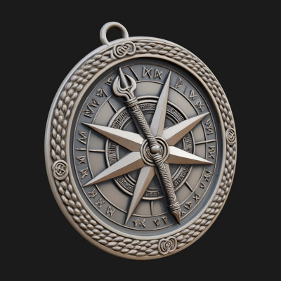 Compass Rose Medallion Pendant Design 8 3D Print Model