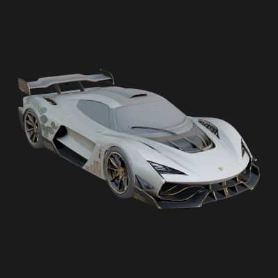 Concept Hypercar Model Design 2 3D Print Model