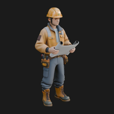 Construction Worker Statue Design 1 3D Print Model