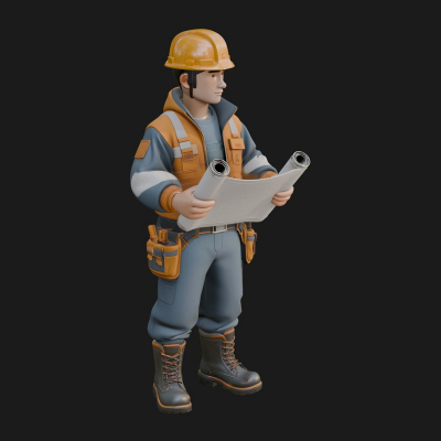 Construction Worker Statue Design 2 3D Print Model
