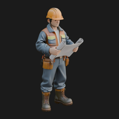 Construction Worker Statue Design 3 3D Print Model