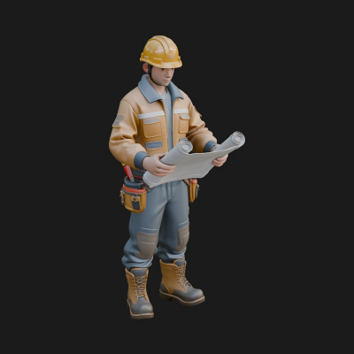 Construction Worker Statue Design 5 3D Print Model