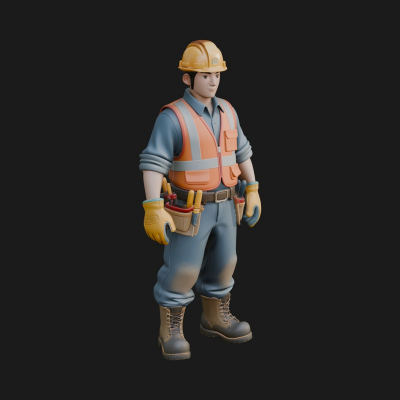 Construction Worker Statue Design 6 3D Print Model