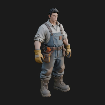 Construction Worker Statue Design 7 3D Print Model