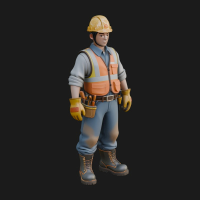Construction Worker Statue Design 8 3D Print Model