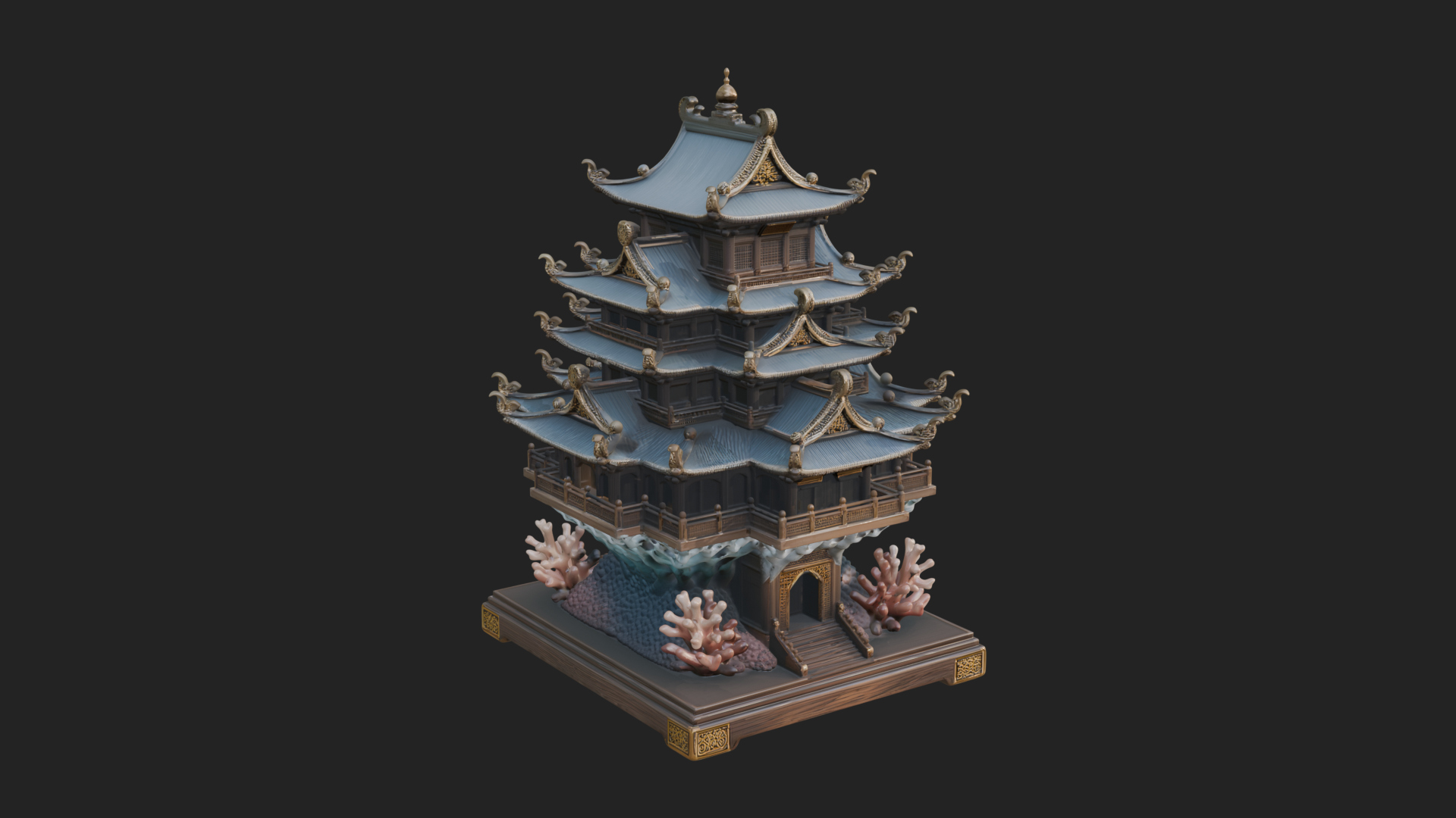 Coral Reef Pagoda Tower Design 1 3D Print Model 3D Model