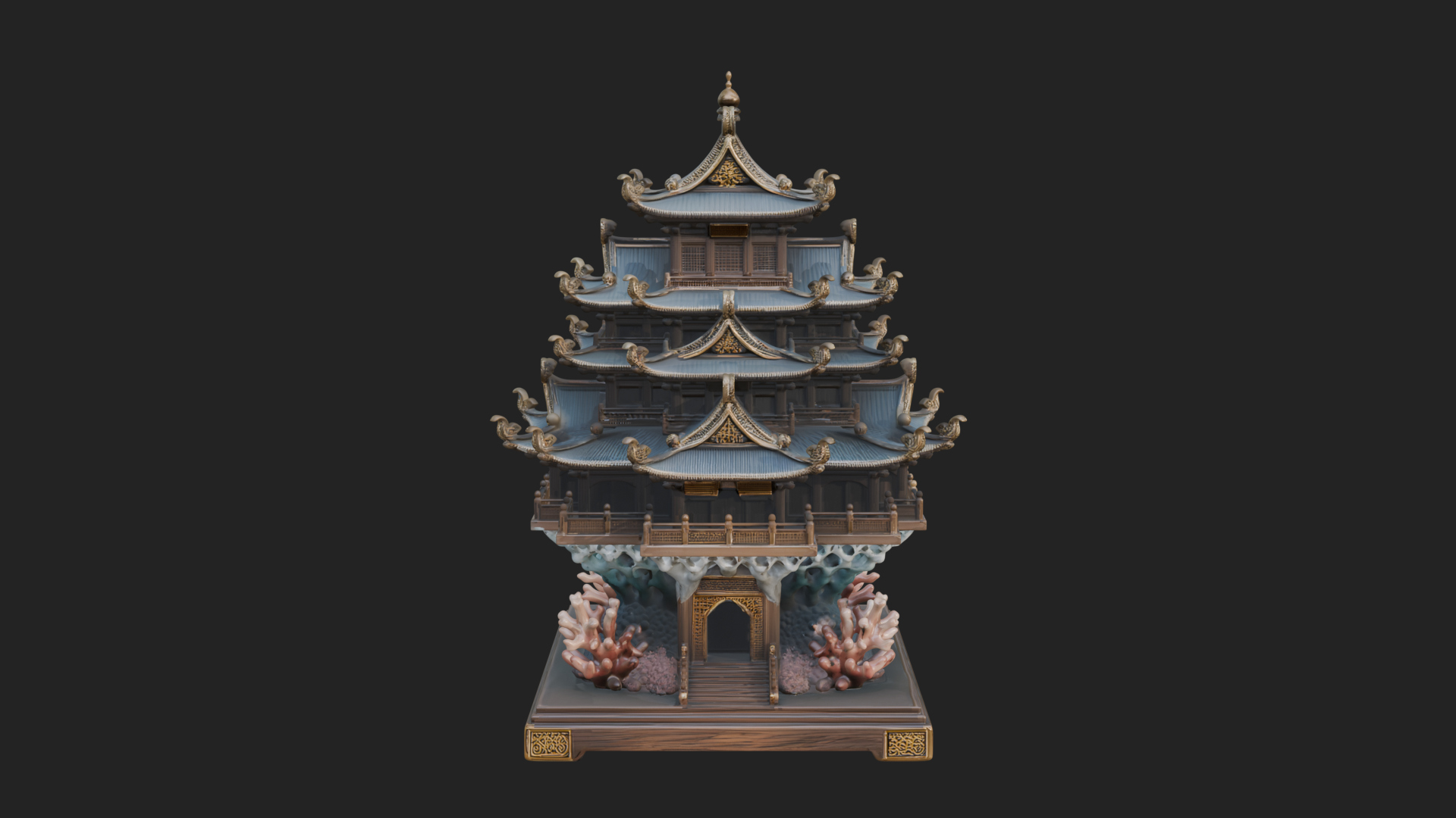 Coral Reef Pagoda Tower Design 1 3D Print Model 3D Model