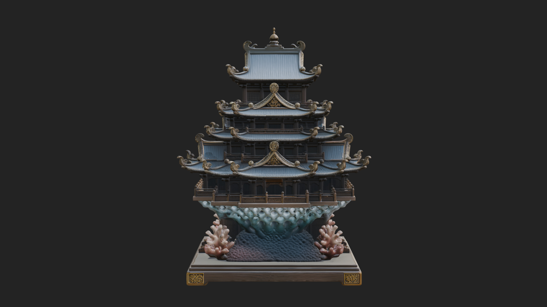 Coral Reef Pagoda Tower Design 1 3D Print Model 3D Model