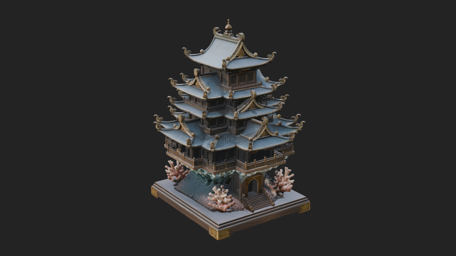Coral Reef Pagoda Tower Design 1 3D Print Model 3D Model
