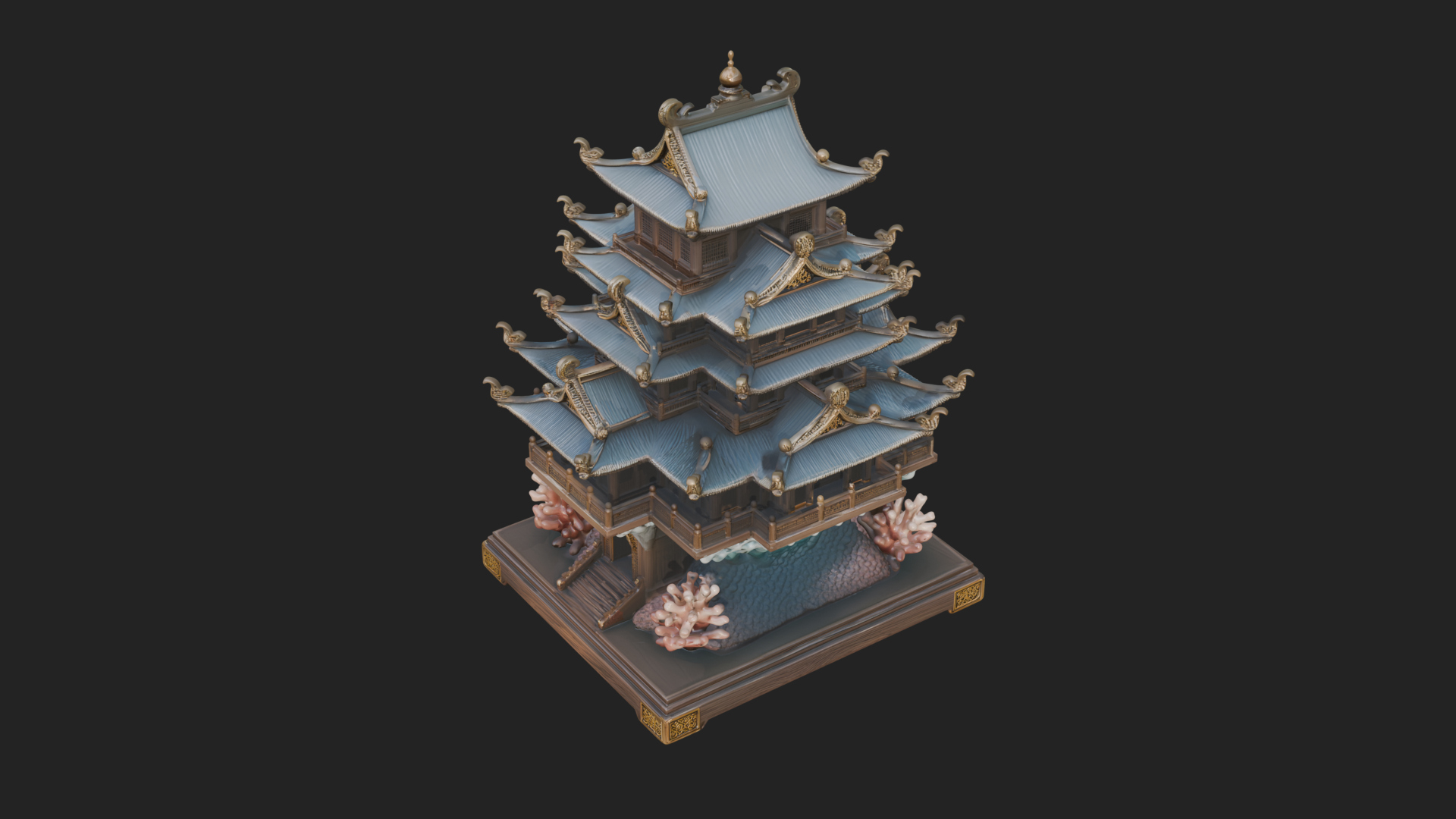 Coral Reef Pagoda Tower Design 1 3D Print Model 3D Model