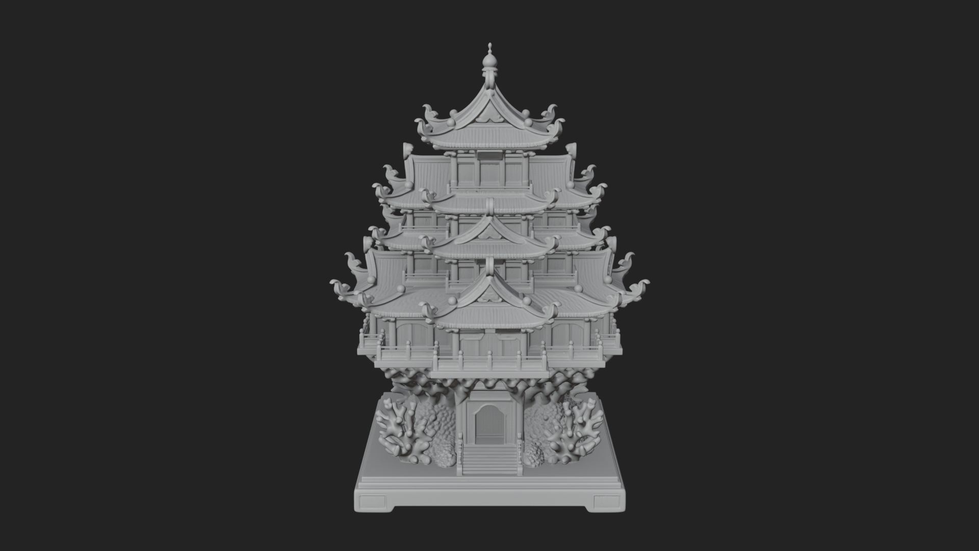 Coral Reef Pagoda Tower Design 1 3D Print Model 3D Model