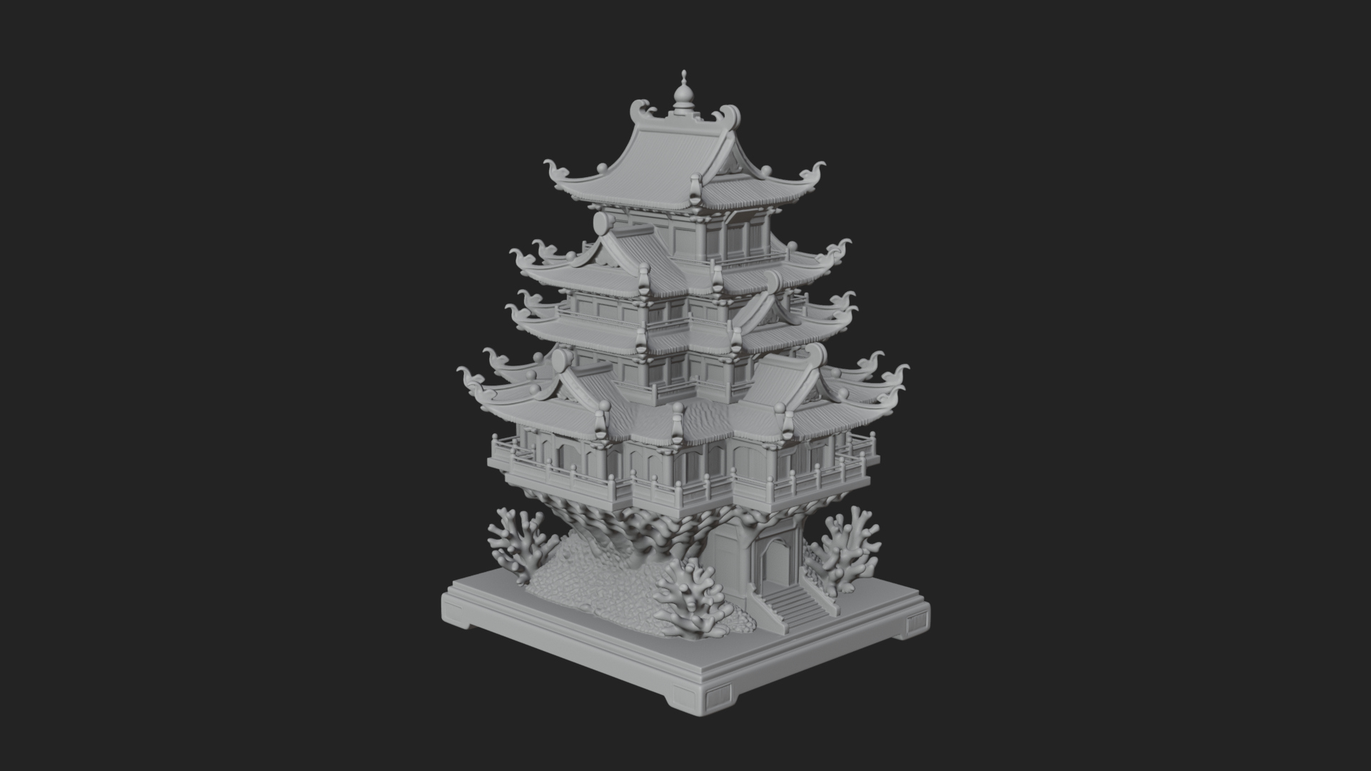 Coral Reef Pagoda Tower Design 1 3D Print Model 3D Model