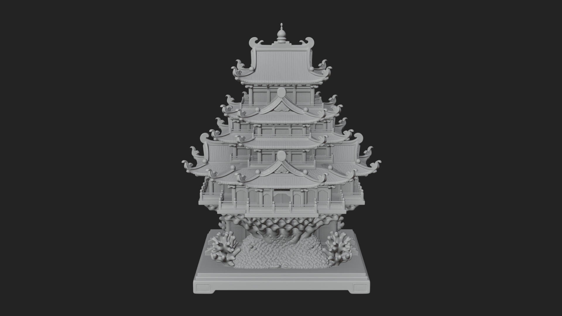 Coral Reef Pagoda Tower Design 1 3D Print Model 3D Model