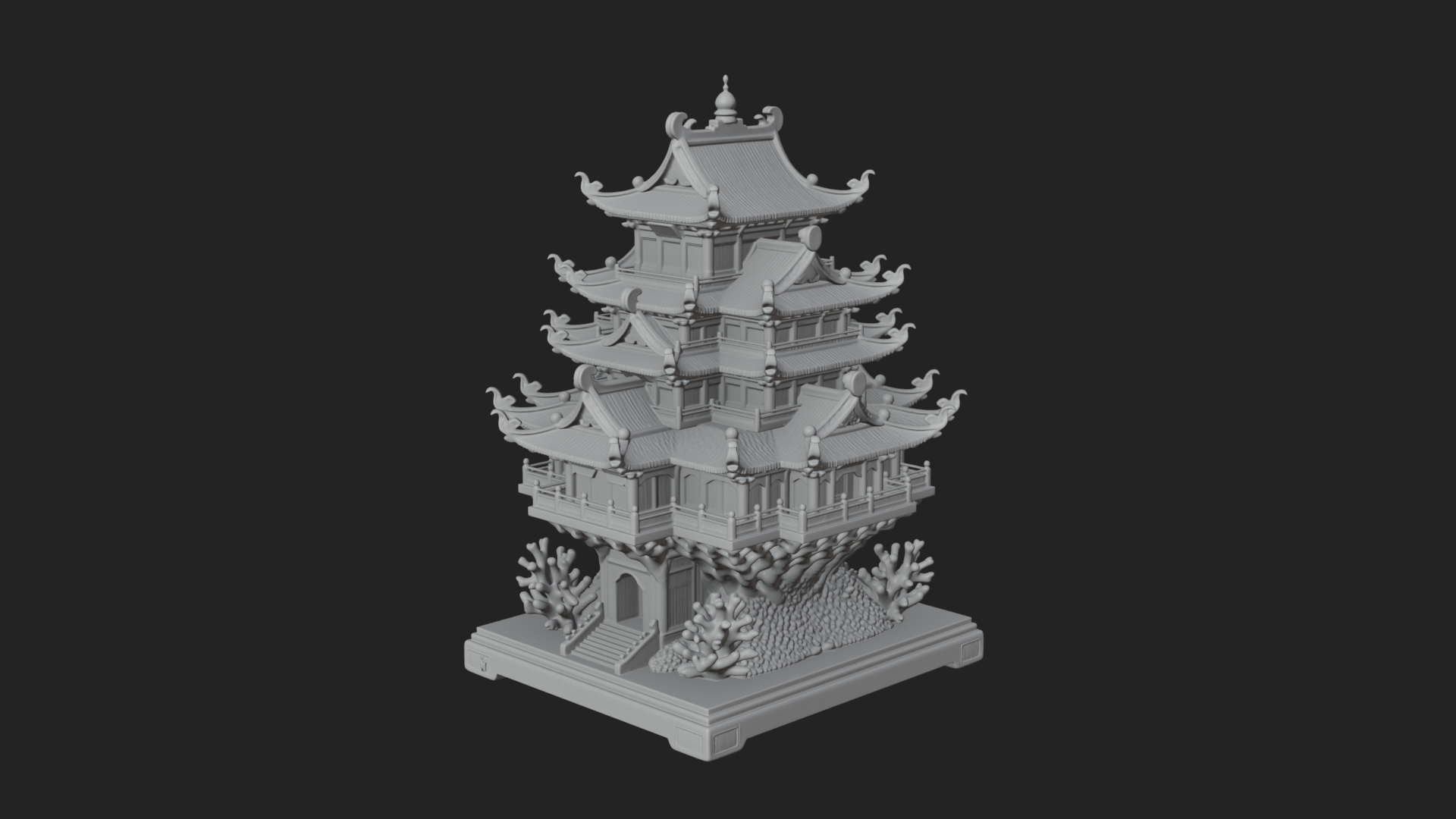 Coral Reef Pagoda Tower Design 1 3D Print Model 3D Model
