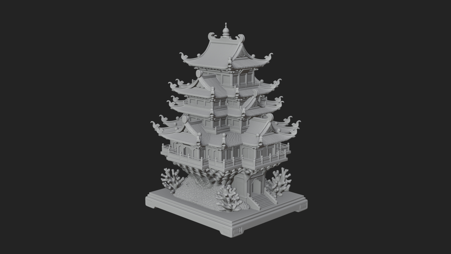Coral Reef Pagoda Tower Design 1 3D Print Model 3D Model