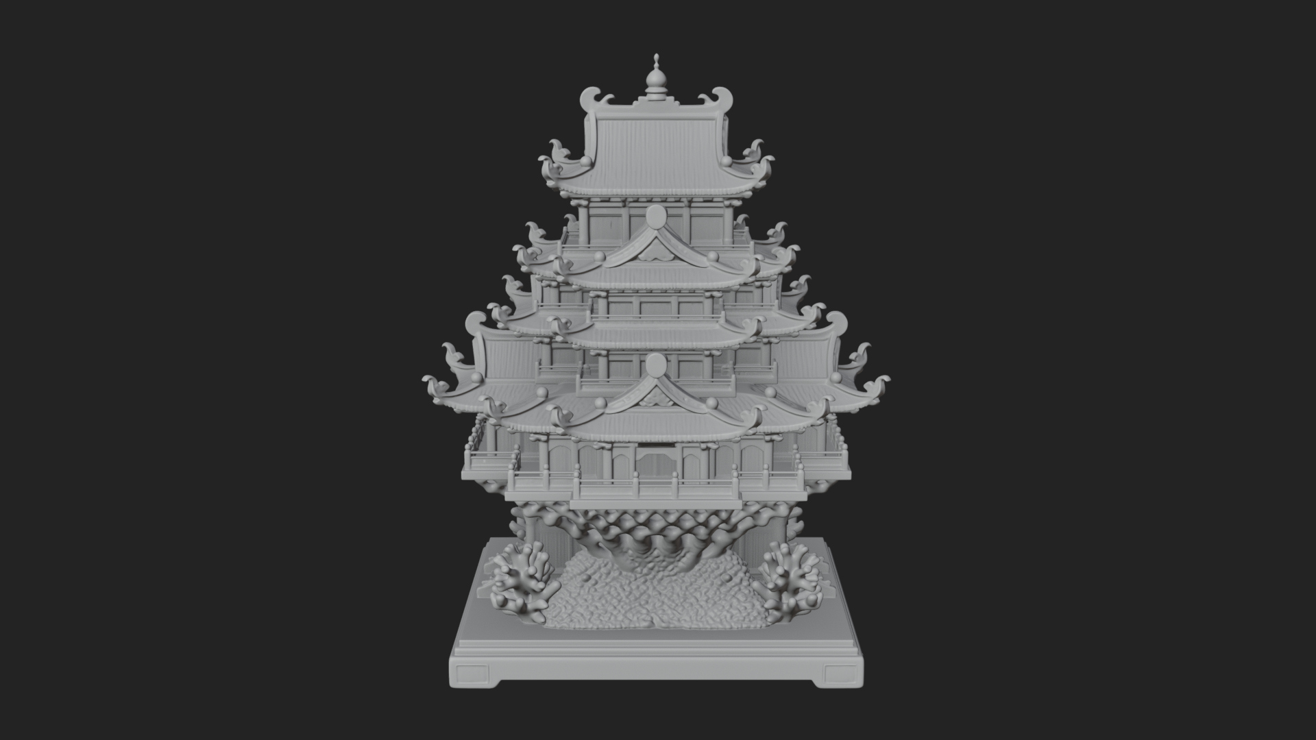 Coral Reef Pagoda Tower Design 1 3D Print Model 3D Model