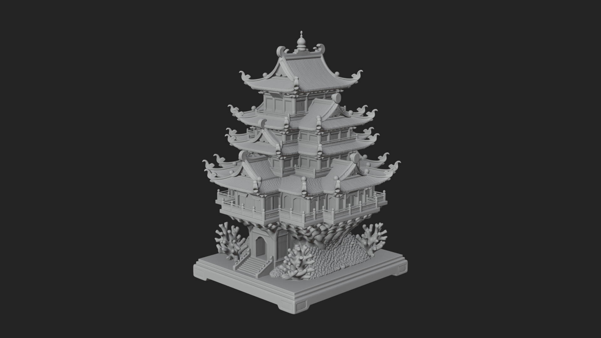 Coral Reef Pagoda Tower Design 1 3D Print Model 3D Model