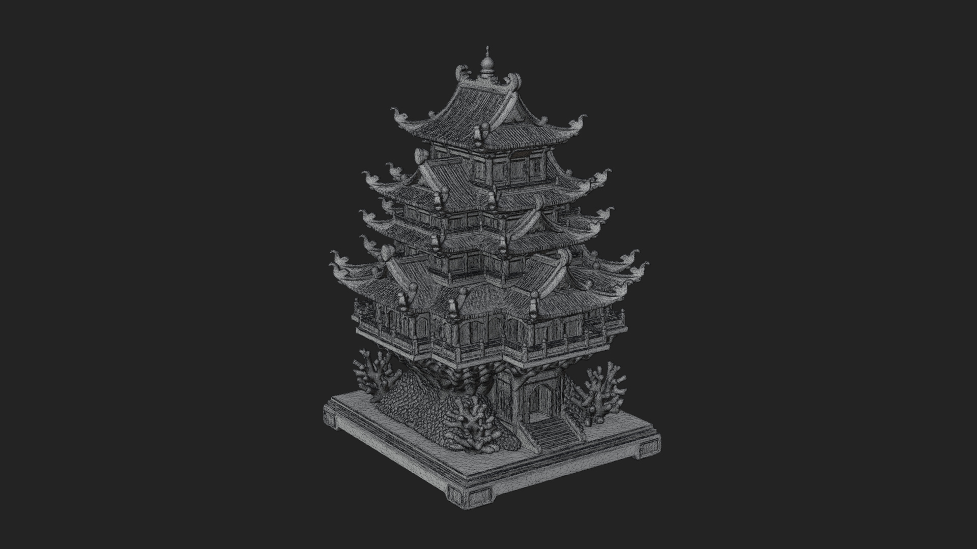 Coral Reef Pagoda Tower Design 1 3D Print Model 3D Model