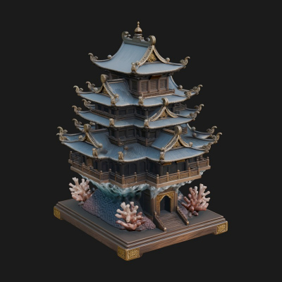 Coral Reef Pagoda Tower Design 1 3D Print Model