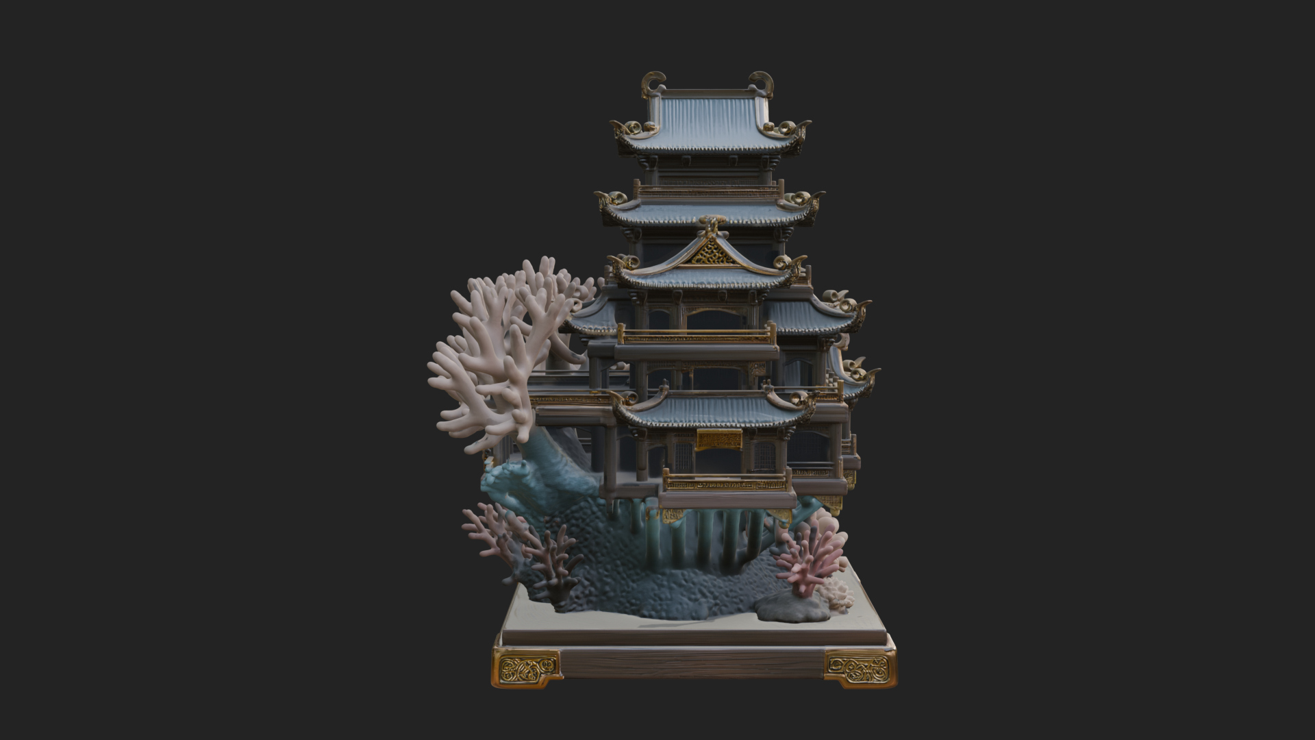Coral Reef Pagoda Tower Design 2 3D Print Model 3D Model