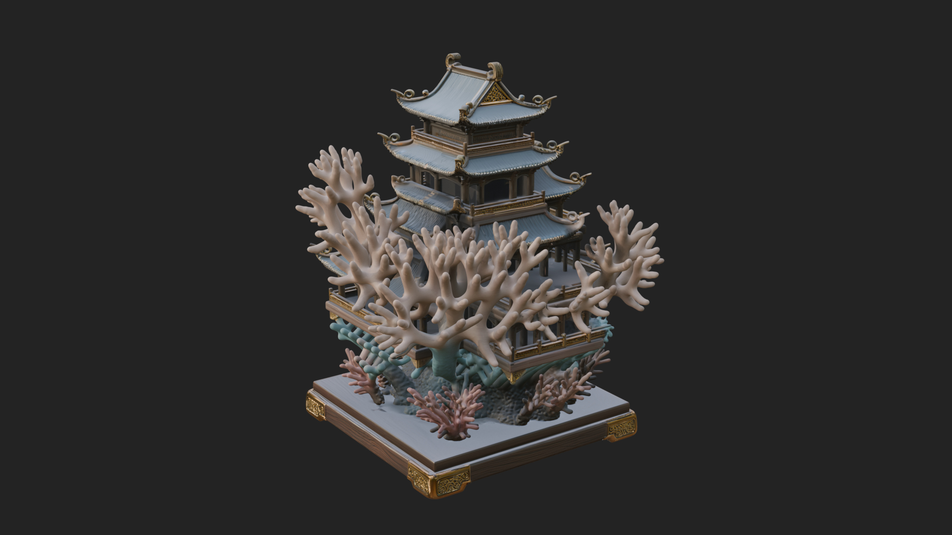 Coral Reef Pagoda Tower Design 2 3D Print Model 3D Model