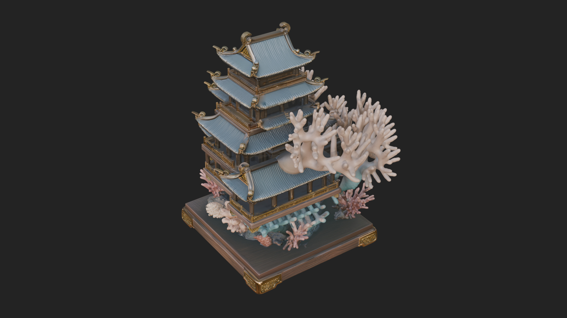 Coral Reef Pagoda Tower Design 2 3D Print Model 3D Model