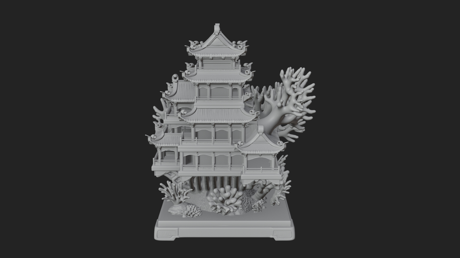 Coral Reef Pagoda Tower Design 2 3D Print Model 3D Model