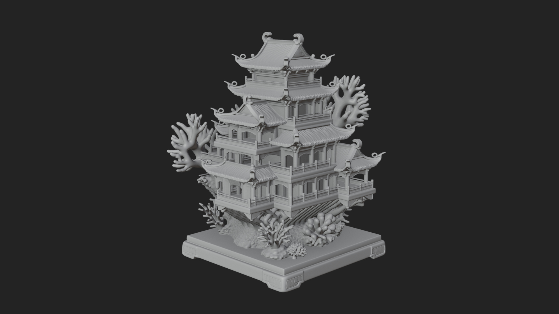 Coral Reef Pagoda Tower Design 2 3D Print Model 3D Model