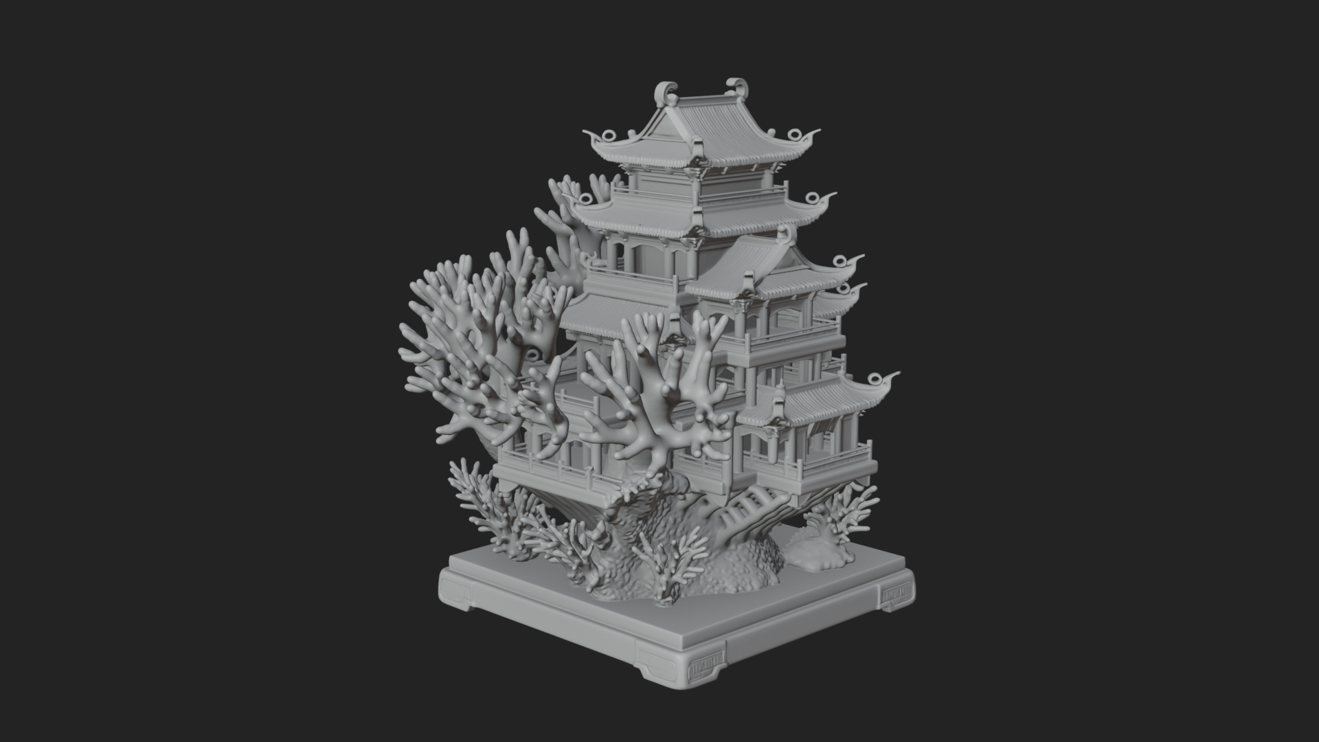 Coral Reef Pagoda Tower Design 2 3D Print Model 3D Model