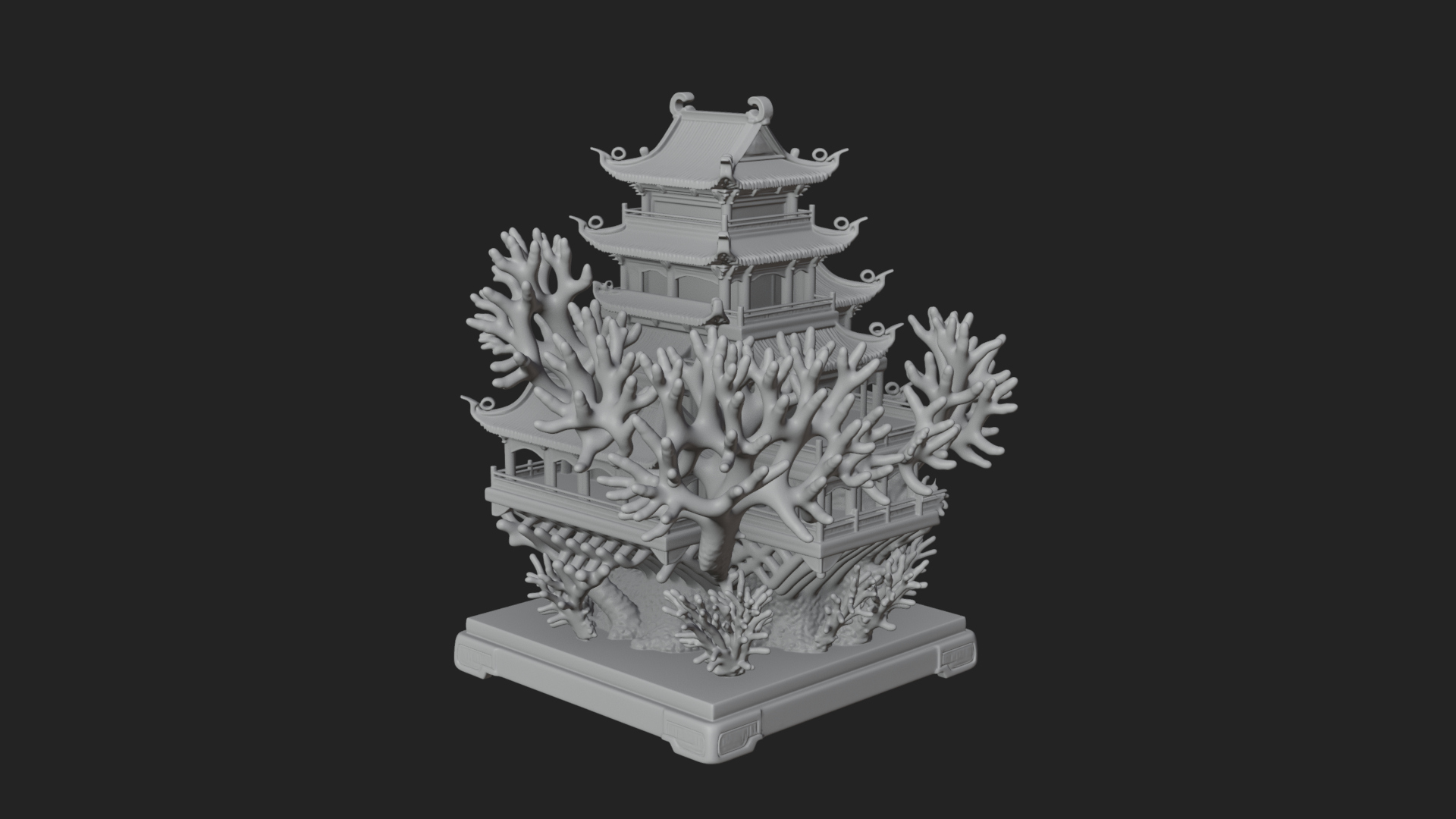 Coral Reef Pagoda Tower Design 2 3D Print Model 3D Model