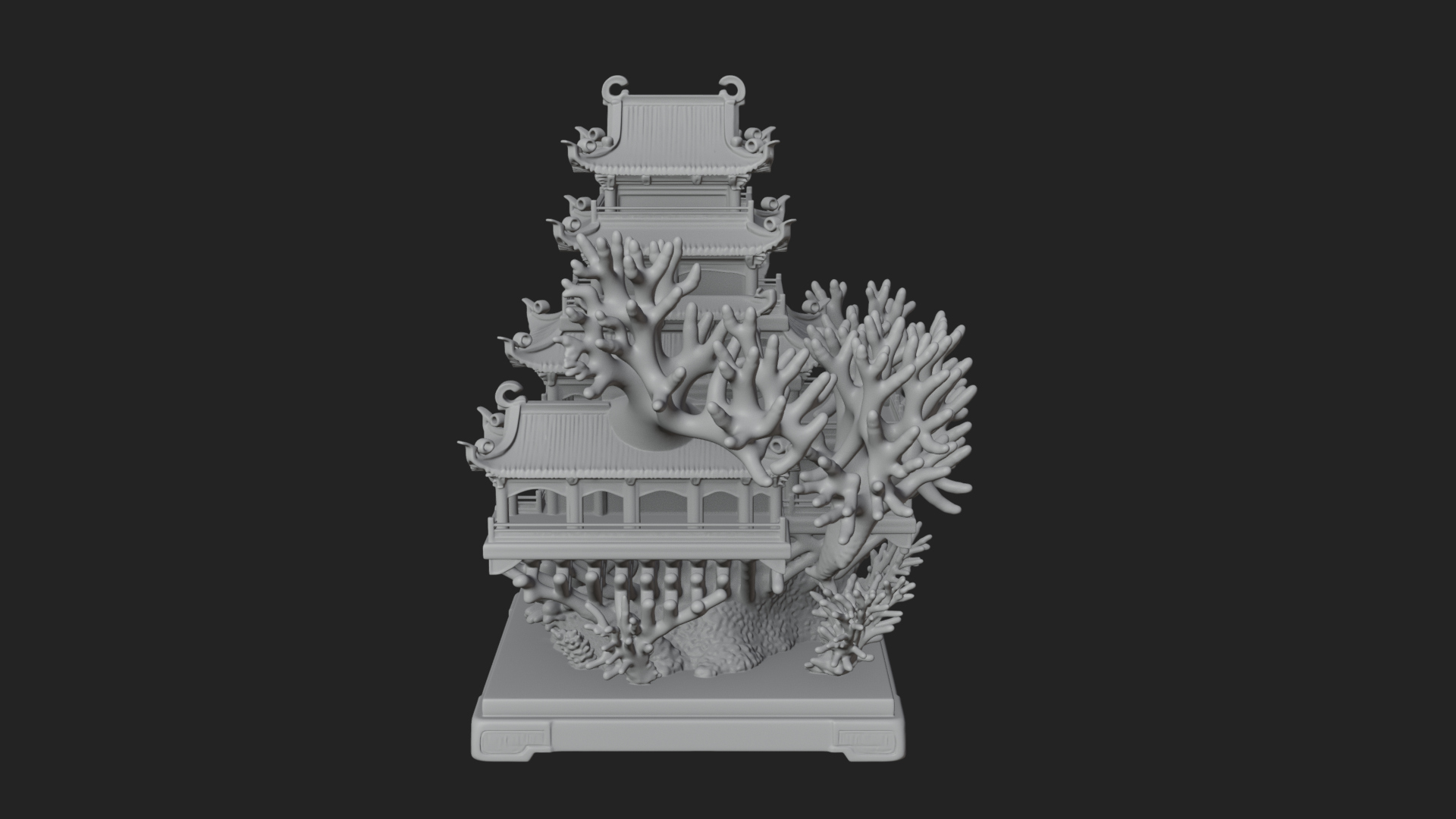 Coral Reef Pagoda Tower Design 2 3D Print Model 3D Model