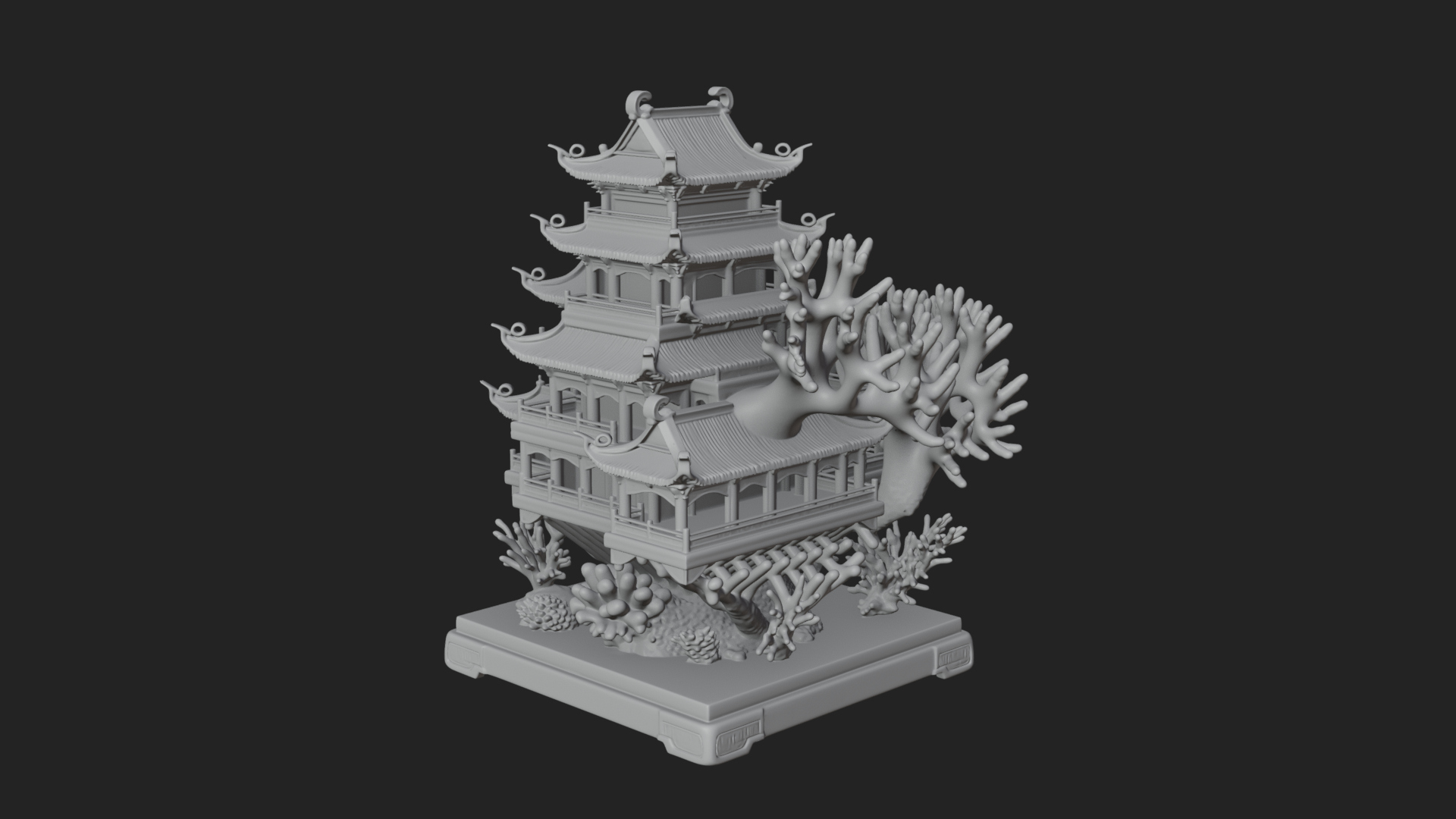 Coral Reef Pagoda Tower Design 2 3D Print Model 3D Model