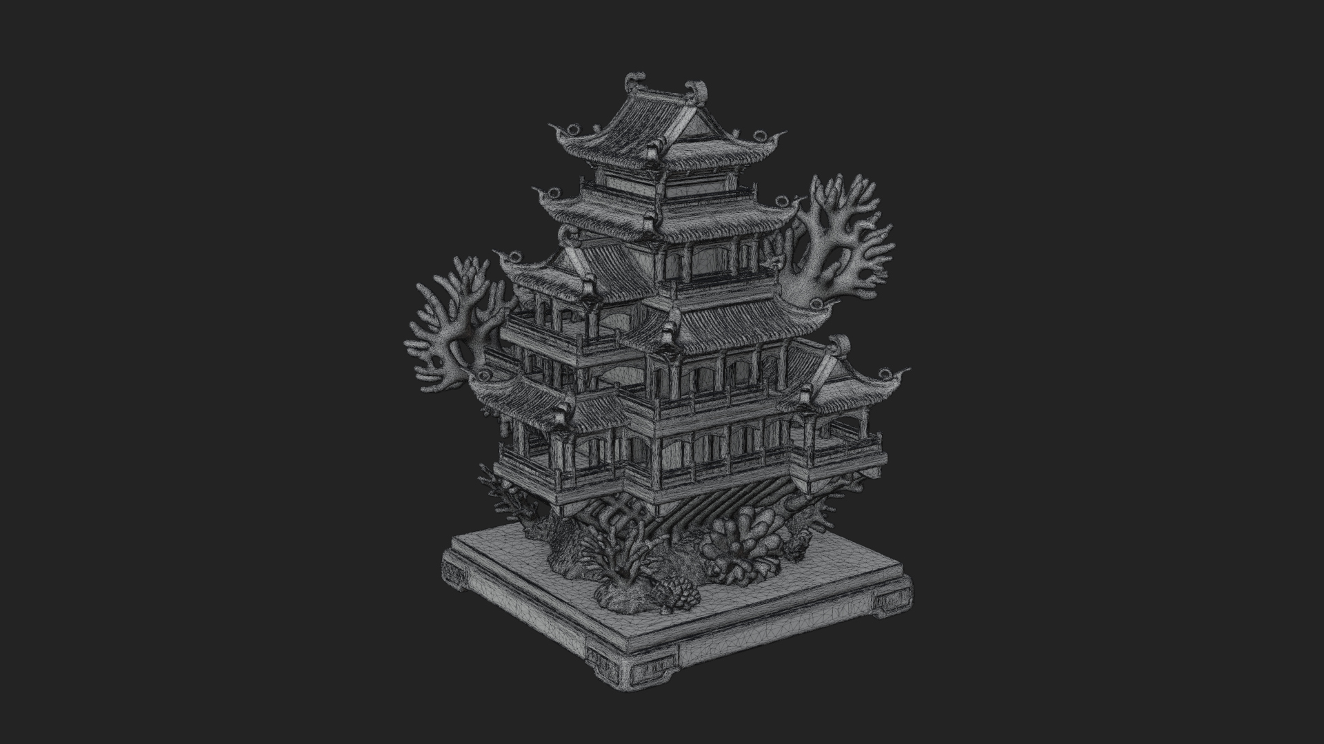 Coral Reef Pagoda Tower Design 2 3D Print Model 3D Model
