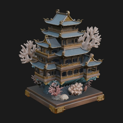Coral Reef Pagoda Tower Design 2 3D Print Model