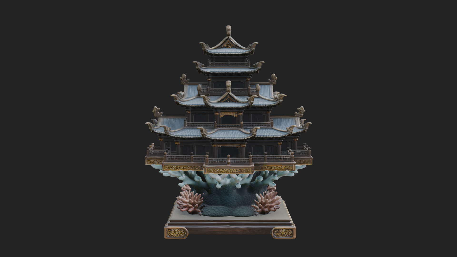Coral Reef Pagoda Tower Design 3 3D Print Model 3D Model
