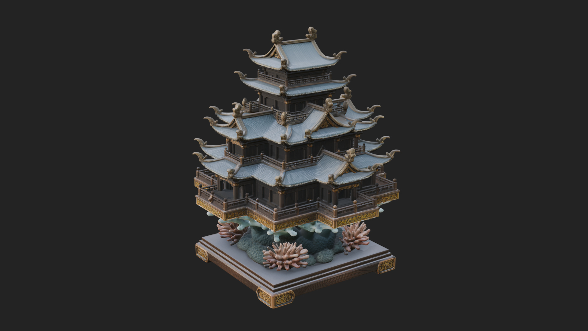 Coral Reef Pagoda Tower Design 3 3D Print Model 3D Model